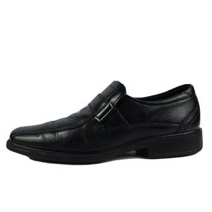 Ecco Buckle Black Leather Dress Shoes Slip On 44